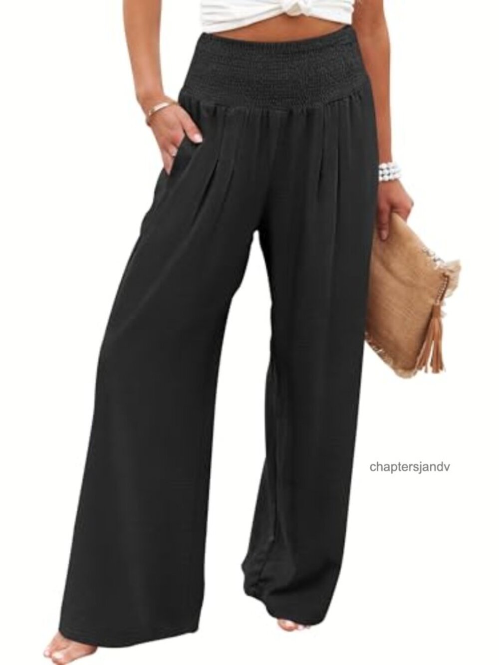 Women's Wide Leg Palazzo Pants with Pockets High Waist Ankle Length